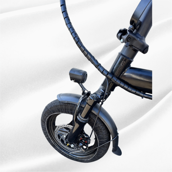 Mechanical disc brakes on foldable electric bike for reliable stopping power