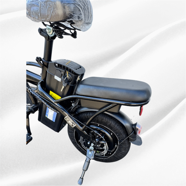 Mechanical disc brakes on foldable electric bike for reliable stopping power