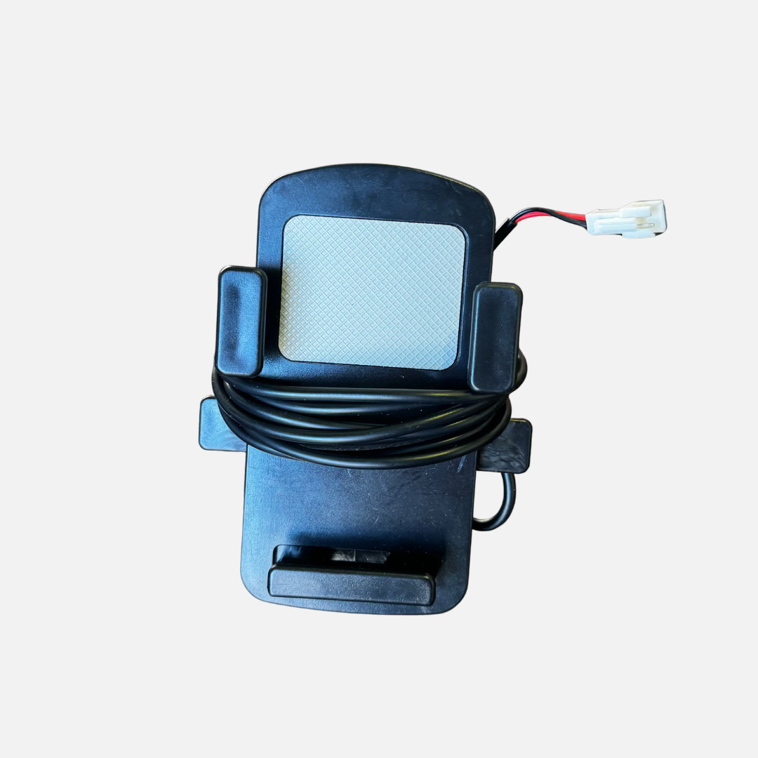 E-Bike Phone Holder with USB Charger rear view showing wiring — Cool Bikes Sydney