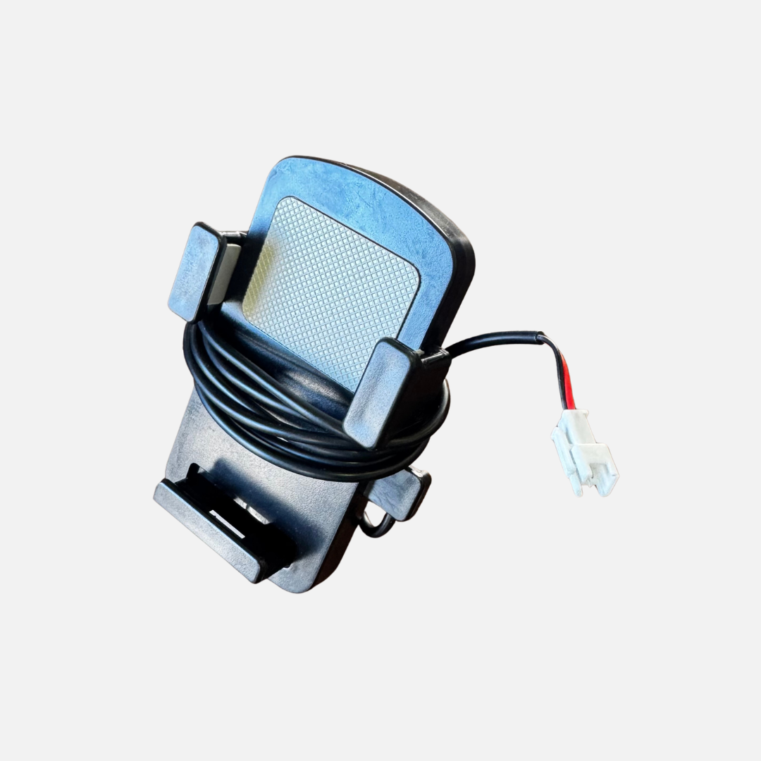 E-Bike Phone Holder with USB Charger showing the 2-pin connector — Cool Bikes Sydney